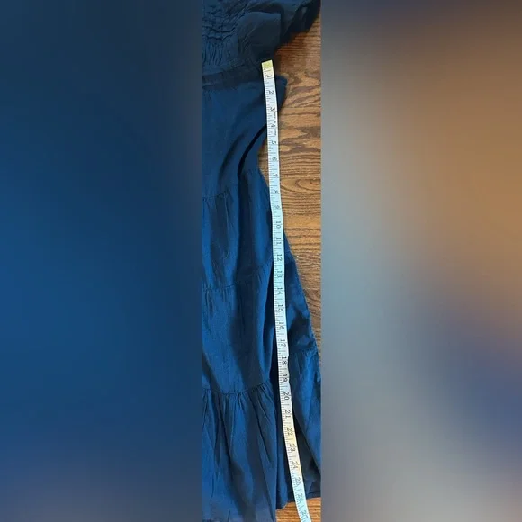 NWOT Dylan Anthropologie Midnight Navy Cotton Prairie Tiered Ruffle Dress Size M - Picture 12 of 12